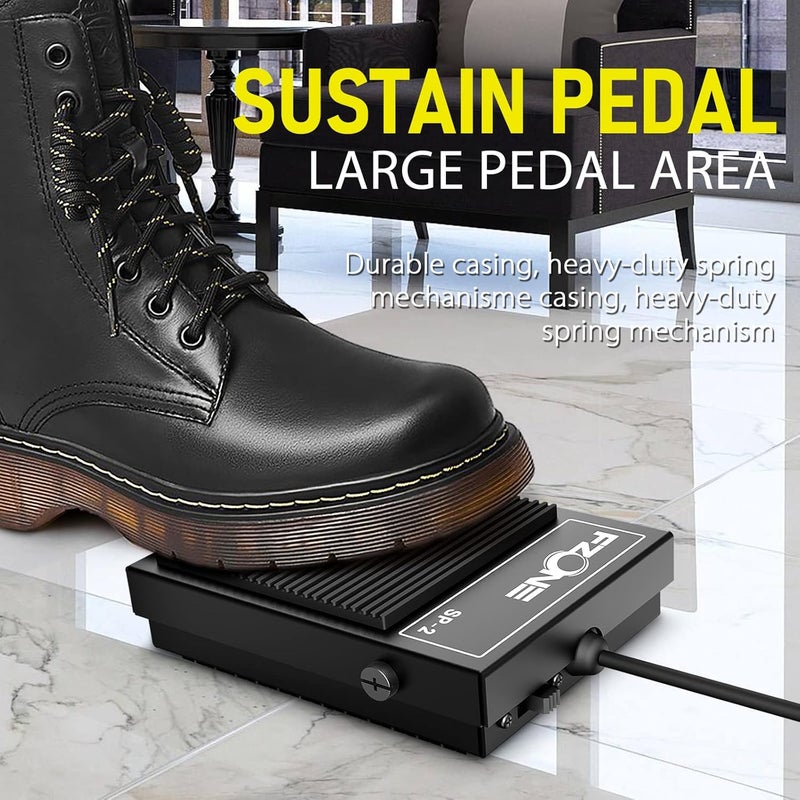 Fzone Compact Sustain Pedal for Keyboards Digital Pianos Synthesizers,Tone Modules,Drum Machines All Metal Heavy Design,Non-Slip,with Polarity Switch - Image 4